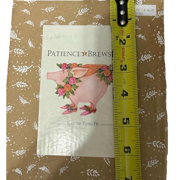 Patience Brewster Rose The Flying Pig Ornament Krinkles Christmas 4” w/ Box Pink - Picture 9 of 9